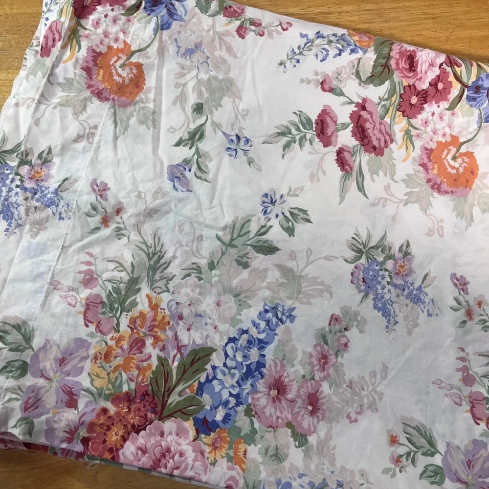 Vtg Ralph Lauren Southampton Floral Queen Cotton Flat Sheet Made in USA